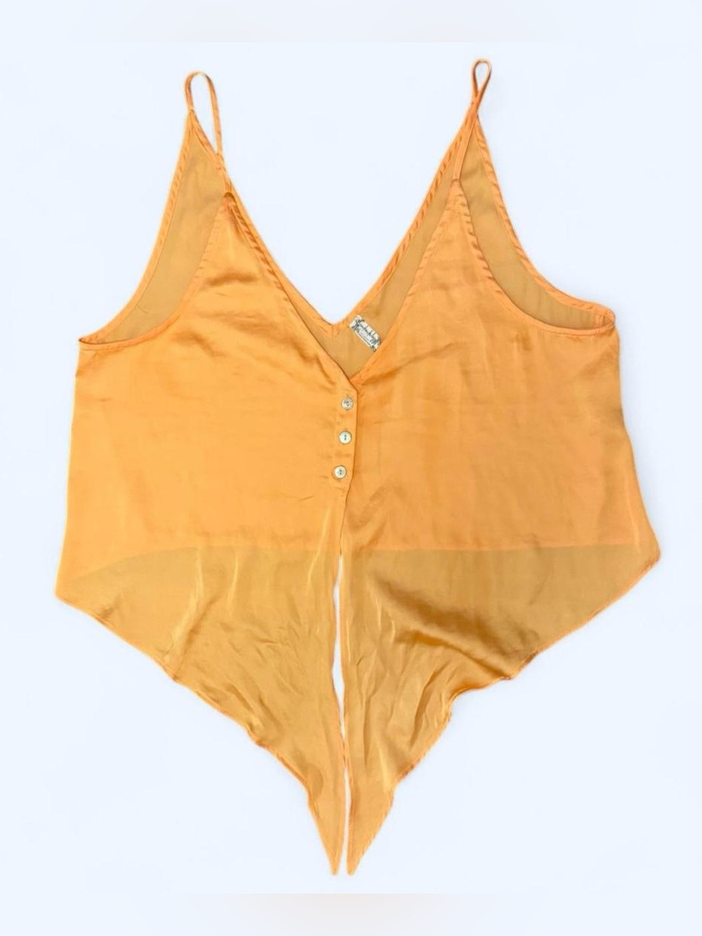 Free People Golden Yellow V-Neck Handkerchief Hem Camisole